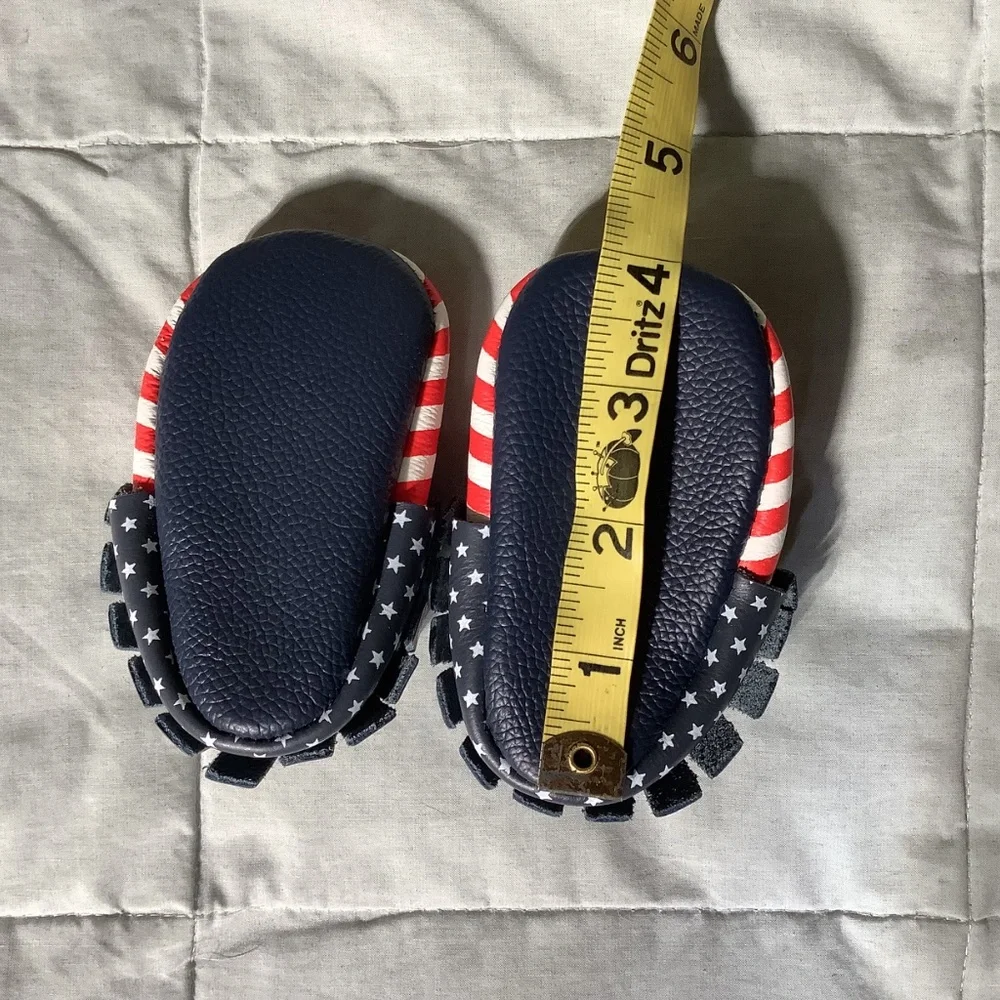 Bird Rock Baby red white and blue baby moccasins